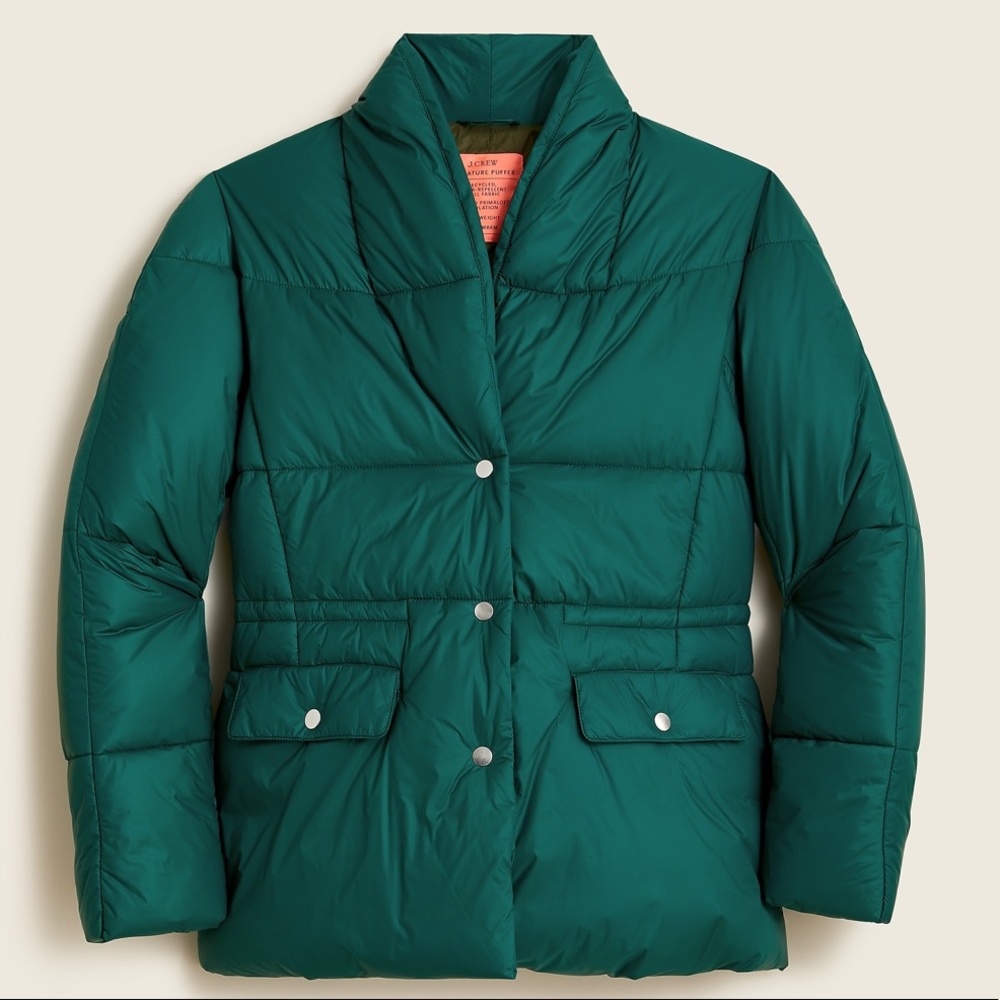 NWT J.Crew Spruce Green Alps Puffer Jacket Insulated Water Repellent Pri…